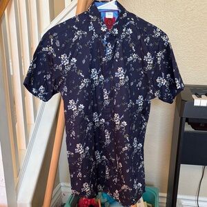 Navy Floral Men's Casual Shirt